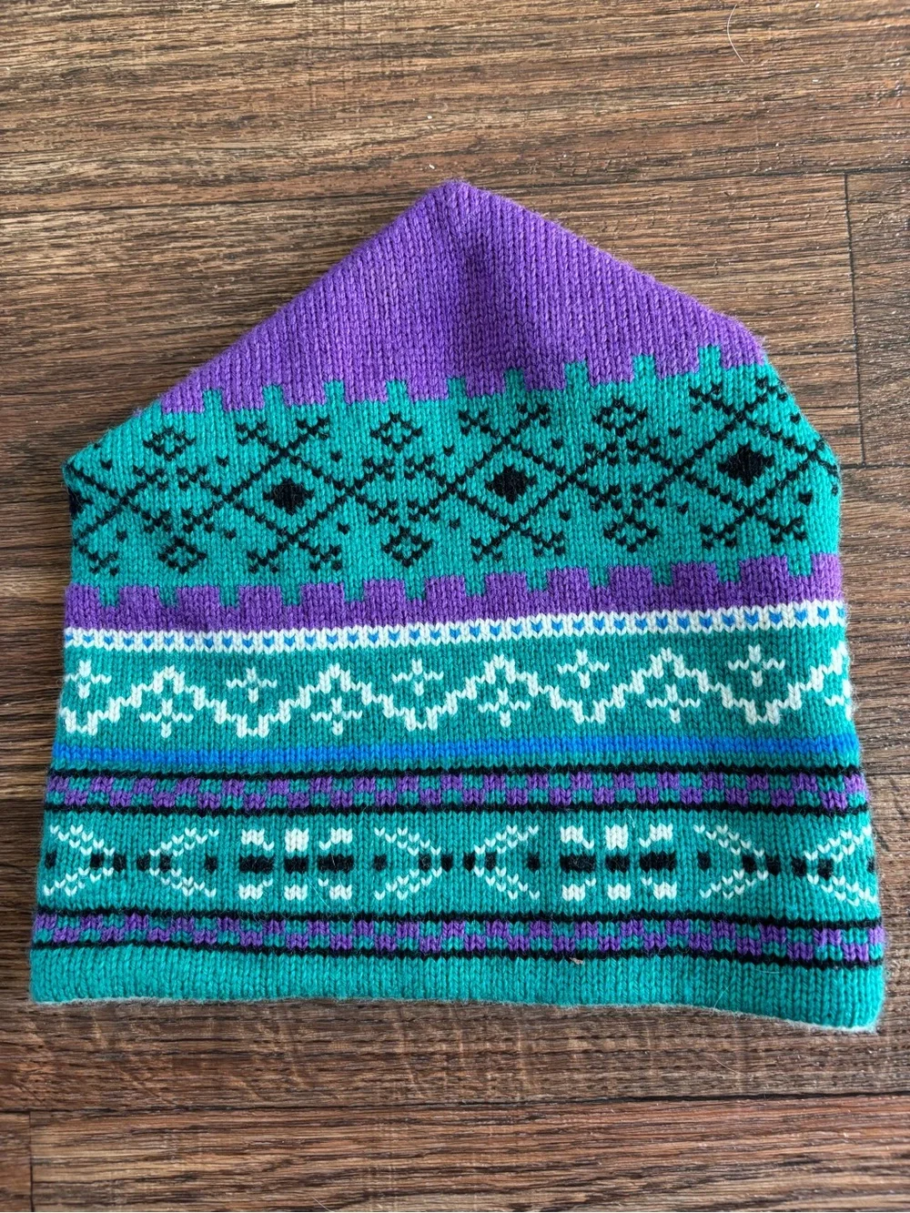 Vintage 80s The North Face USA Wool Geometric Ski Beanie Toque